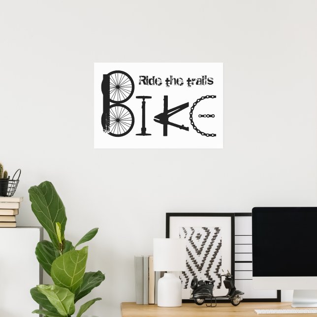 Affiche Typography Text Inspirational Bike Rider (Bureau à domicile)