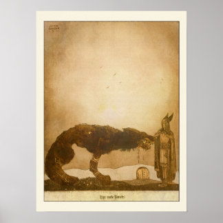 Affiche Tyr et Fenrir par John Bauer
