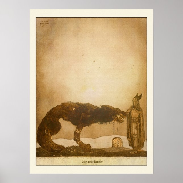 Affiche Tyr et Fenrir par John Bauer (Devant)