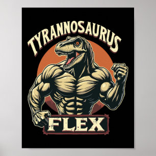 Affiche Tyrannosaure culturiste drôle Flex Gym T-rex Din
