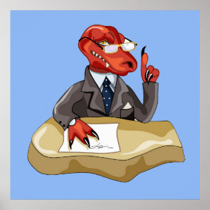 Affiche Tyrannosaurus Rex Boss Assis À Un Bureau. 2