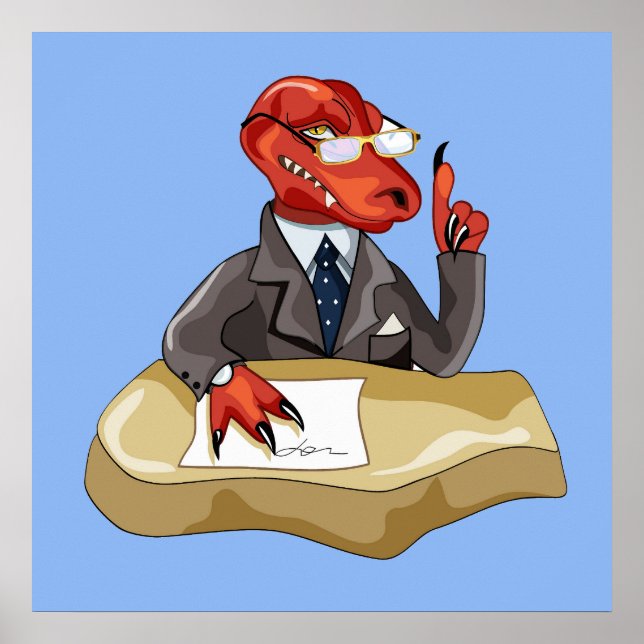 Affiche Tyrannosaurus Rex Boss Assis À Un Bureau. 2 (Devant)