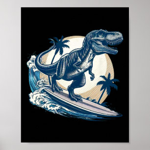 Affiche Tyrannosaurus Rex de surf planchiste Dinosaure de