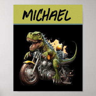 Affiche Tyrannosaurus Rex Dinosaur Monter une moto