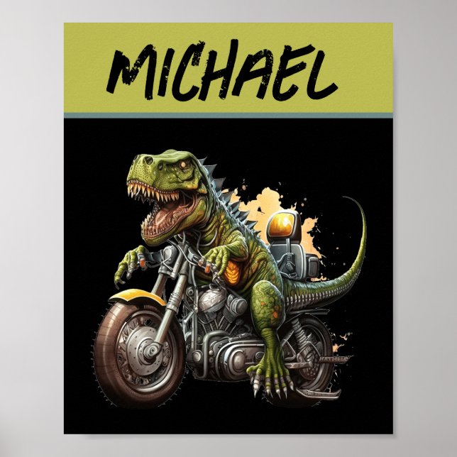 Affiche Tyrannosaurus Rex Dinosaur Monter une moto (Devant)