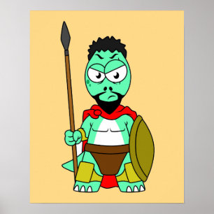 Affiche Tyrannosaurus Rex Habillé Comme Leonidas.