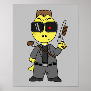 Affiche Tyrannosaurus Rex Habillé Comme Terminator.