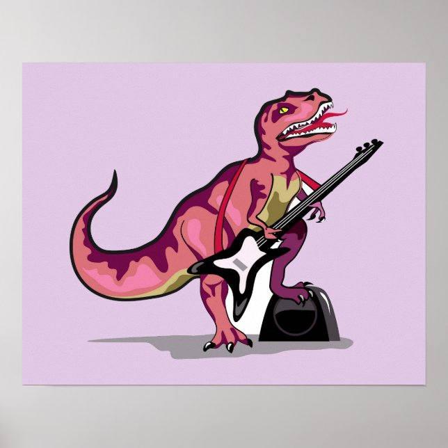 Affiche Tyrannosaurus Rex Jouant La Guitare. (Devant)