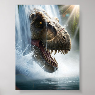 Affiche Tyrannosaurus T Rex dans une cascade