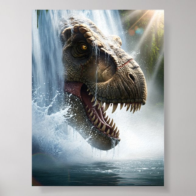 Affiche Tyrannosaurus T Rex dans une cascade (Devant)