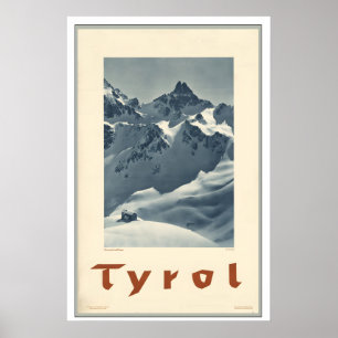 Affiche Tyrol Autriche Montagne Hiver Neige Vintage Ski