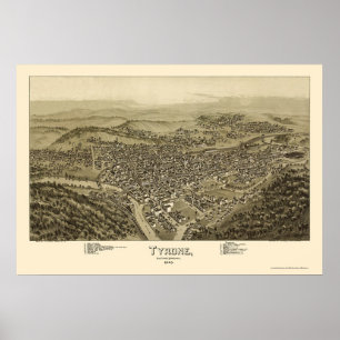 Affiche Tyrone, PA Carte panoramique - 1895