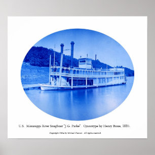 Affiche U.S. Le fleuve Mississippi Snagboat "J.G. Parke"