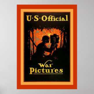 Affiche U.S Official War Pictures~Vintage World War 1