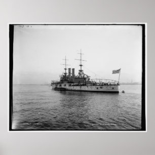 Affiche U.S.S. Alabama Battleship c1902 Vintage