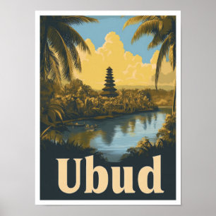 Affiche Ubud Bali Indonésie Illustration Vintage voyage