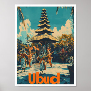 Affiche Ubud Bali Indonésie Illustration Vintage voyage