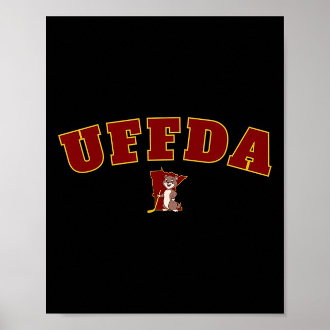 Affiche Uff-da carte de l'État du Minnesota graphique de l (Devant)