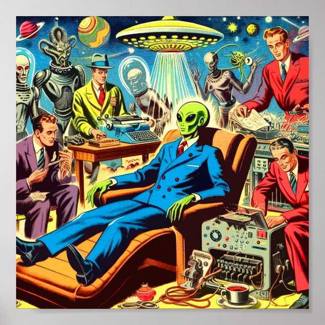 Affiche Ufo Alien Sci-fi Retro Comics (Devant)