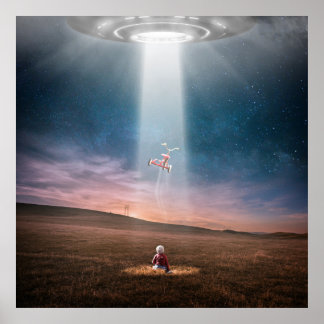 Affiche Ufo Aliens Paysage Soirée d'enlèvement Coque spati