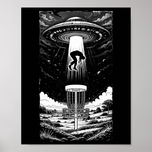 Affiche Ufo Disc Golf Drôle de Souccoupe Volante Alien Abd (Devant)