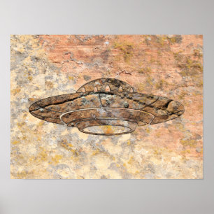 Affiche UFO Petroglyph - Talking Canyons, Nouveau-Mexique