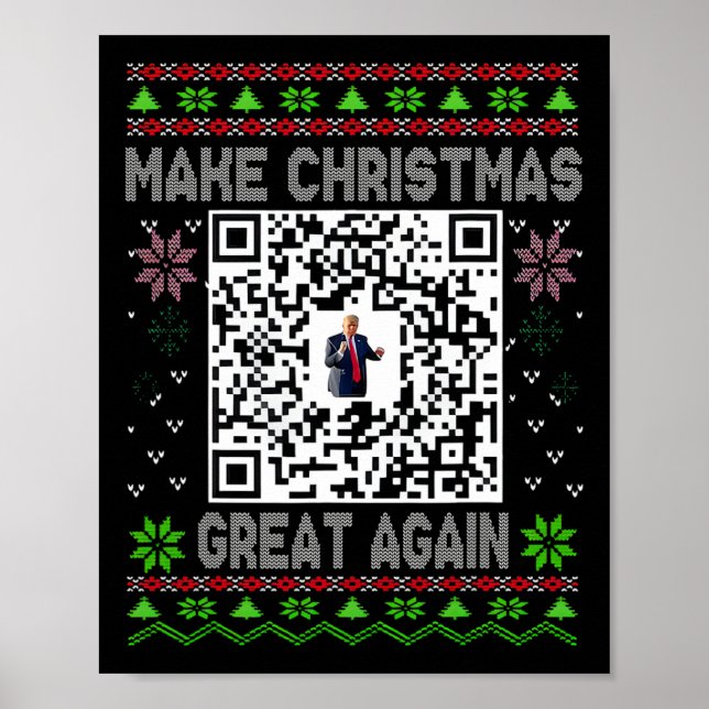 Affiche Ugly Christmas Funny Qr President Trump Dance Code (Devant)