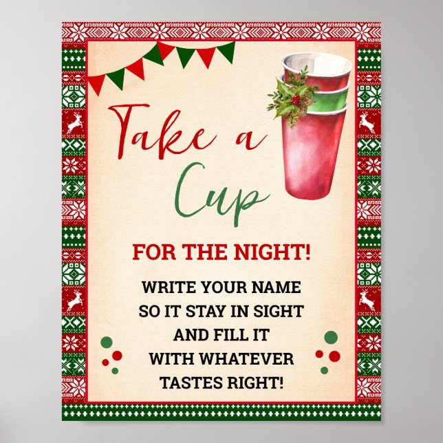 Affiche Ugly Sweater Take a Cup for the Night Sign (Devant)