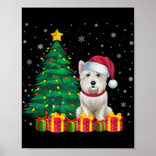 Affiche Ugly Westie Santa Hat Noël Lumières Amoureux des c