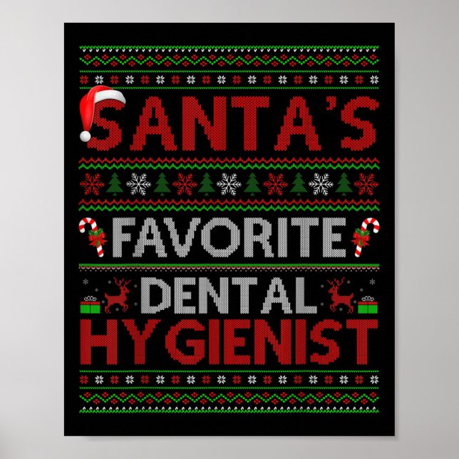Affiche Ugly Xmas Santa's Favorite Dental Hygienist Christ (Devant)