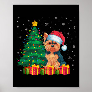 Affiche Ugly Yorkie Santa Hat Amoureux des chiens des lumi