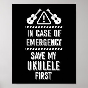 Affiche Uke Hawaïen En Coque D'Urgence Sauvez Mon Ukulele