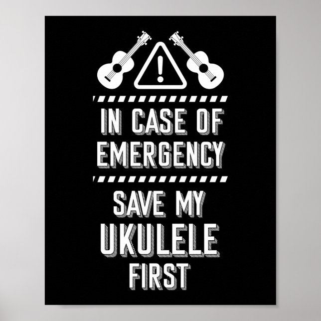 Affiche Uke Hawaïen En Coque D'Urgence Sauvez Mon Ukulele (Devant)