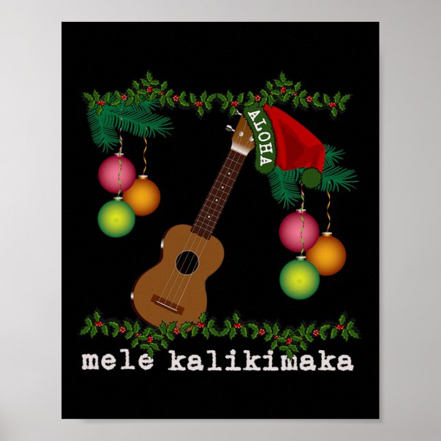 Affiche Uke Mele Kalikimaka Ukulele Chansons de Noël Aloha (Devant)