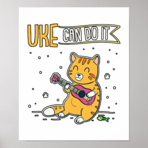 Affiche UKE Peut Le Faire Ukulele Ukelele Cat Guitare Musi