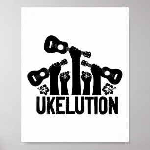 Affiche Ukelution Ukulele Joueur Hawaïen Musicien