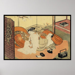 Affiche ukiyo-e oiran japonais vintage classique