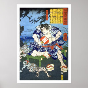 Affiche ukiyoe - 和 漢 百 物 語 n° 11 - 白 藤 -