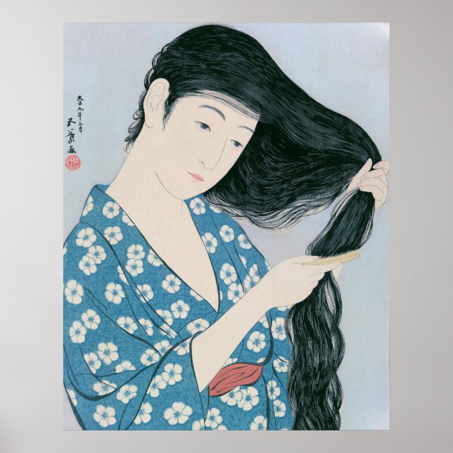 Affiche Ukiyoe [Goyo] Peignage des cheveux (XL) (Devant)