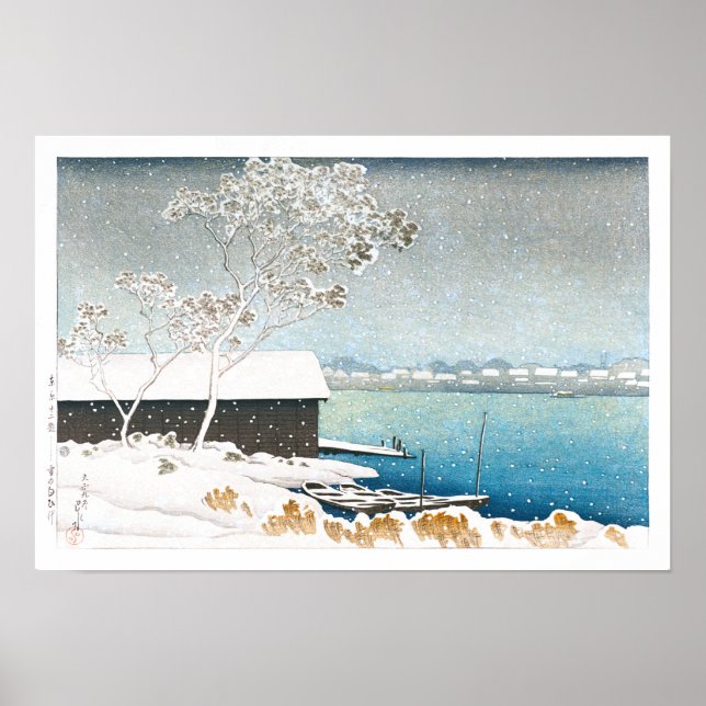 Affiche ukiyoe - hasui - C11 - Shirahige in Snow -  (Devant)