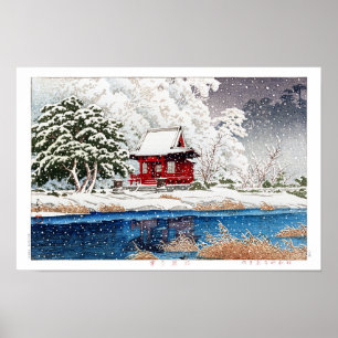 Affiche ukiyoe - hasui - m06 - Neige à l'entrée du sanctua