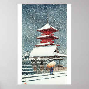 Affiche ukiyoe - hasui - m10 - Sanctuaire Toshogu, Ueno - 