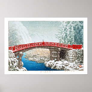 Affiche ukiyoe - hasui - m12 - Neige au pont Shinkyo, ...