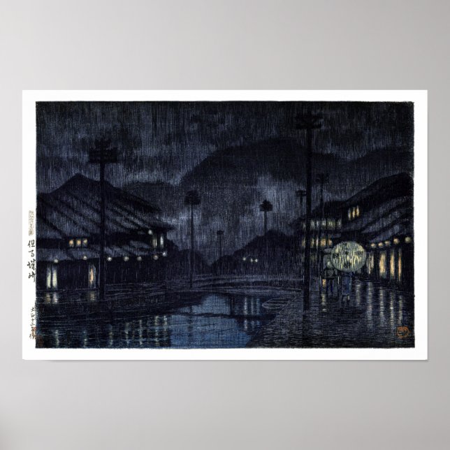 Affiche ukiyoe hasui n18 Kinosaki, Tajima (Devant)