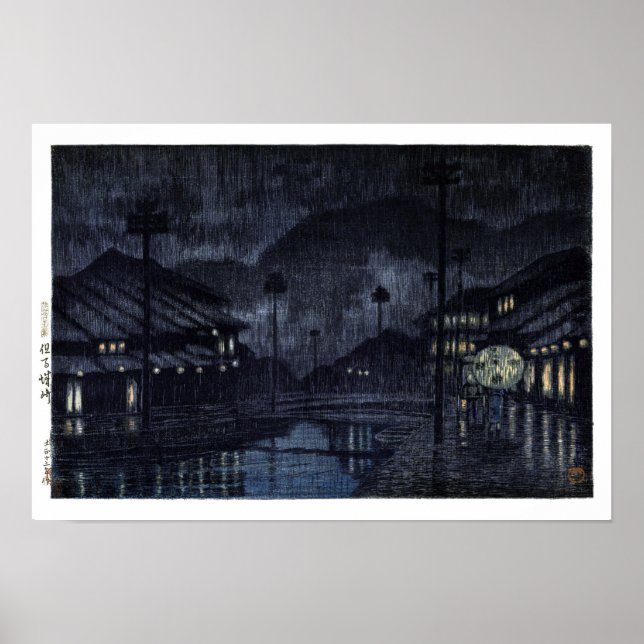 Affiche ukiyoe hasui n18 Kinosaki, Tajima (Devant)