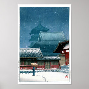 Affiche ukiyoe - hasui - n°31 Temple Tennōji à Osaka -