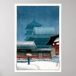 Affiche Ukiyoe - hasui - Temple No.31 Tennoji à Osaka -