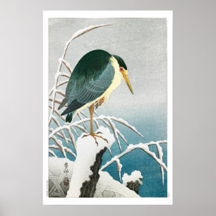 Affiche Ukiyoe [Koson] Bihoreau à tête noire …(S)