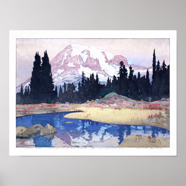Affiche ukiyoe - Yoshida - 07 - Mont Rainier - (Devant)