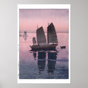 Affiche ukiyoe - Yoshida - 12 - Voiliers-Soir -